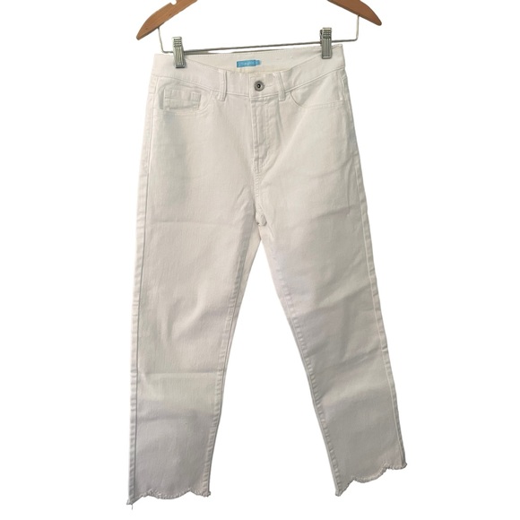 J. McLaughlin Denim - J. McLaughlin White Jeans Mid Rise Frayed Hem Cropped Size 0